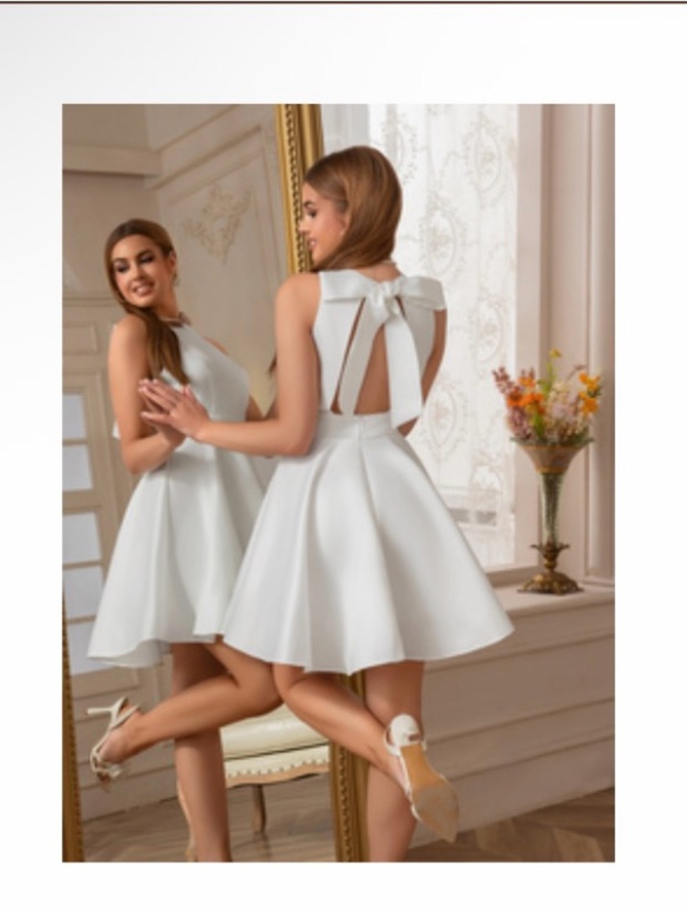 JJs House White Sleeveless Bow-Back Skater Dress